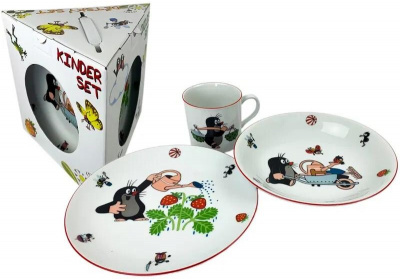 Dětská jídelní souprava, Krteček a jahůdky Dětská jídelní souprava, Krteček a jahůdky