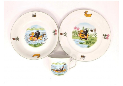 Dětská jídelní souprava, Krteček a kačenka Dětská jídelní souprava, Krteček a kačenka