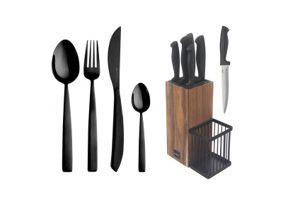 Orion Příbory BLACK Luxure 24 ks + dárek Stojan na nože+5 ks nožů Orion Příbory BLACK Luxure 24 ks + dárek Stojan na nože+5 ks nožů